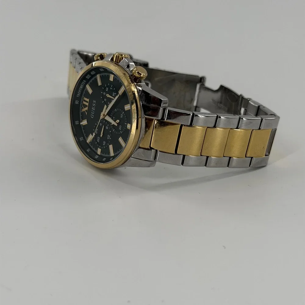 GUESS Mens Watch Two‎ Tone Stainless Steel Green Dial Multi Function GW0300G5